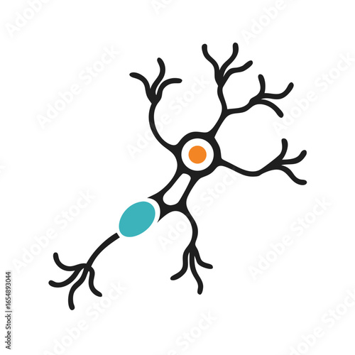 Neuron cell with dendrites flat icon vector illustration