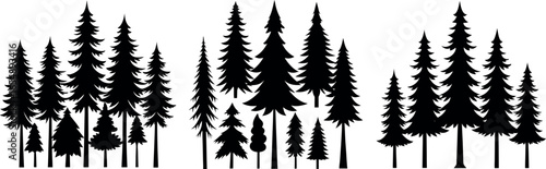 Majestic forest silhouette diverse trees nature scene