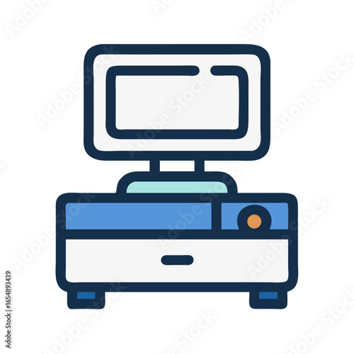 Vintage computer flat design icon against a black background