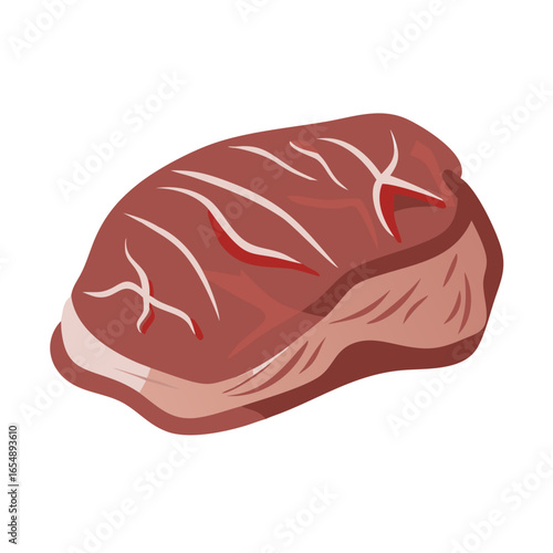 Stylized beef meat steak cut isolated on black backdrop