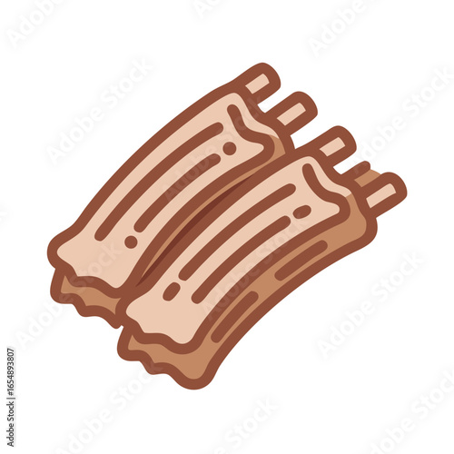 Stylized ribs vector illustration icon on a black background