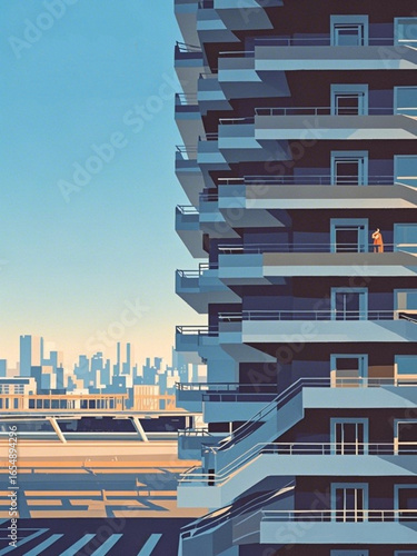 Trying to look up at the top of a multi-story building that is designed in a modern way but still tries to show its simple side.