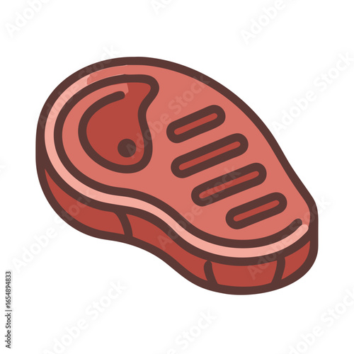 Cartoon style steak illustration on a dark background