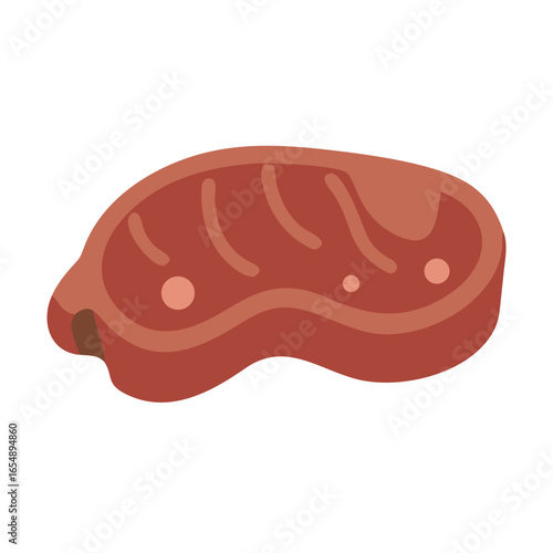 Isometric style beef steak illustration on a black background