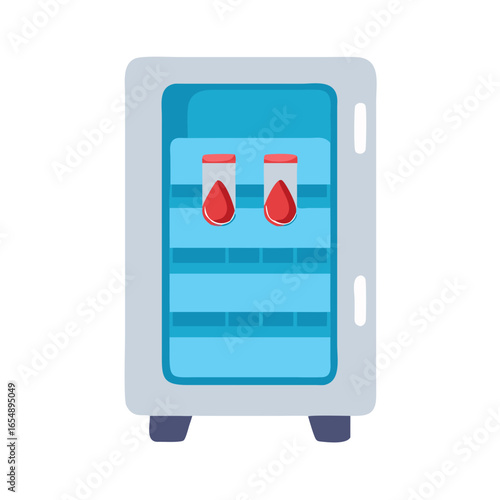 Blood sample refrigerator with two vials for medical research