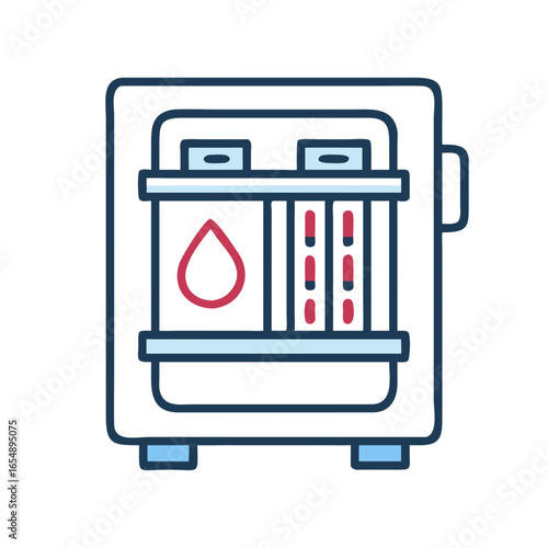 Medical refrigerator or laboratory storage unit flat illustration