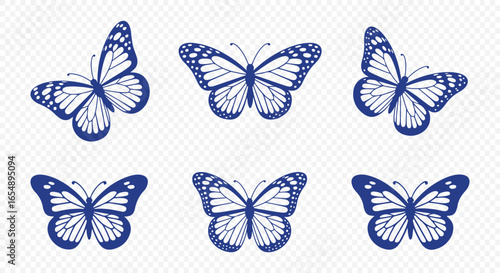 
Simple flat silhouette butterflies illustration. Black butterflies collection. Silhouettes, vector isolated on white background.