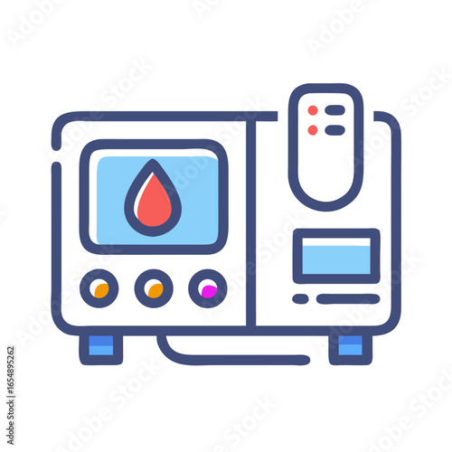 Stylized Medical Testing Machine Illustration on Black Background