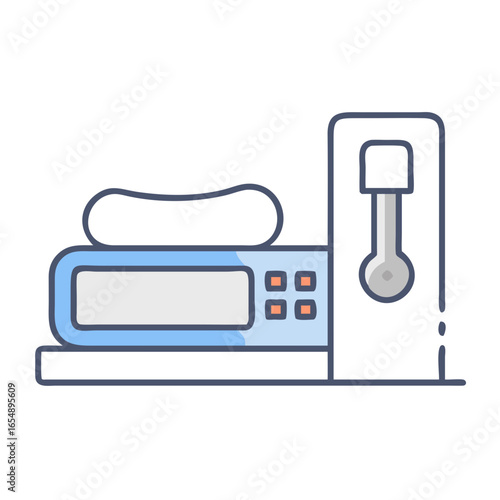 Digital tonometer flat illustration with light blue outline color