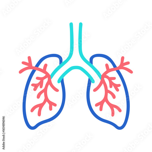 Stylized Lung Illustration Featuring Simple Shapes And Bright Colors