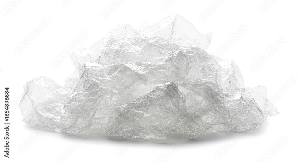 Obraz premium Crumpled plastic wrap and cellophane texture wrinkles and specular highlights Isolated On Transparent Background
