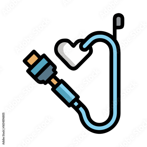 Heart shaped memory stick with cable on dark backdrop