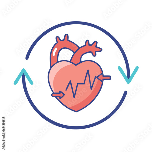 Heart Health Cycle: Cardiovascular System Health and Circulation Illustration