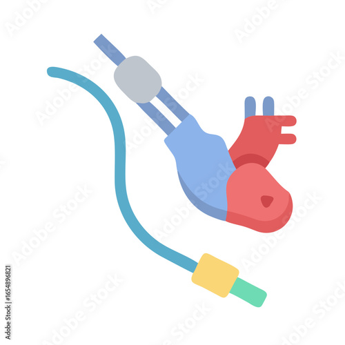 Cardiac catheterization illustration showcasing a heart procedure flat design