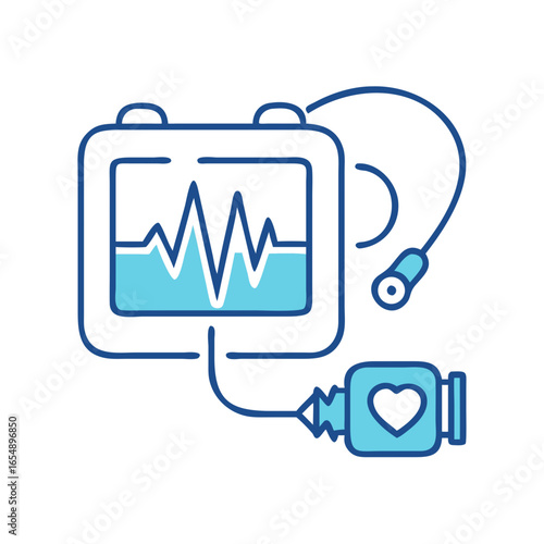 Heart Rate Monitor with Heartbeat Pulse Trace, Flat Style