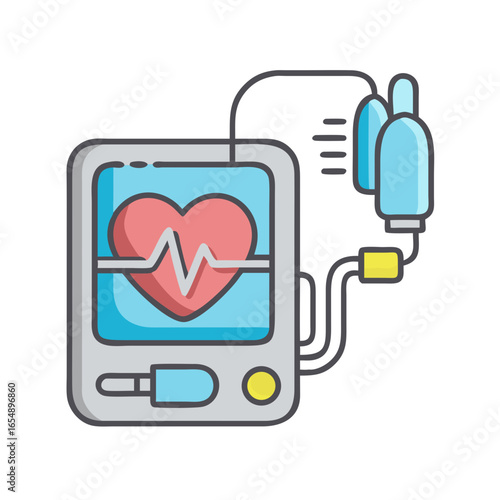 Heart Rate Monitor Cartoon Icon on Black Background