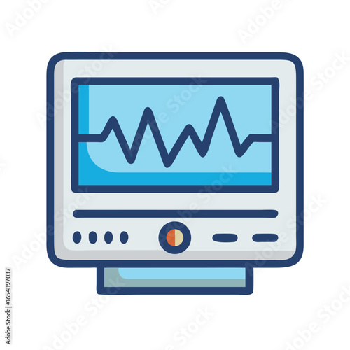 Stylized ECG monitor icon showing heart rate data display