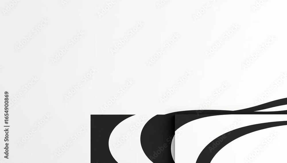 Fototapeta premium Abstract geometric shapes & monochrome stripes; minimalist wall art, subtle, modern