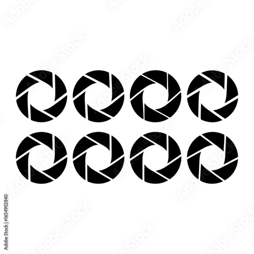 Black camera aperture blades arranged in two rows lens diaphragm photographic equipment