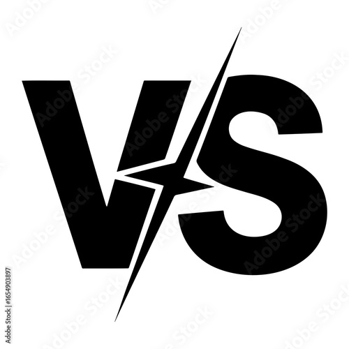 Black Versus Symbol With Lightning Bolt white
