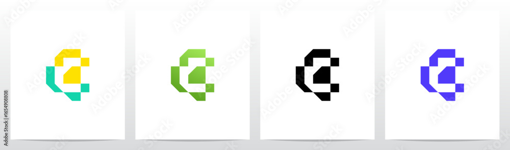 Fototapeta premium Cyber Techno Digital Graphic Frame Letter Initial Logo Design C