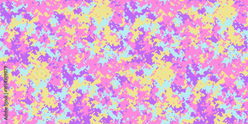 Abstract pastel camouflage pattern.  A playful, vibrant design perfect for fashion, textiles, or digital projects.  Its soft, blended colors create a unique and eyecatching texture.
