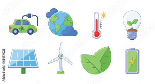 Eco friendly energy and sustainable resources vector illustration