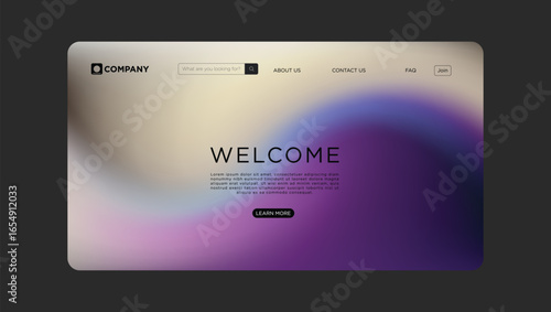 Modern website design template with vibrant gradient background for business and technology startups