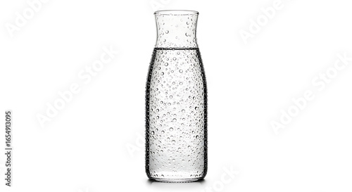 Wallpaper Mural A clear glass bottle filled with refreshing sparkling water, showcasing delicate bubbles in a pristine and elegant display, perfectly isolated on a bright white background for pure hydration. Torontodigital.ca
