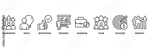Learn and lead banner web icon vector illustration concept for� leadership, ideas, motivation, training, business, team, success, and growth