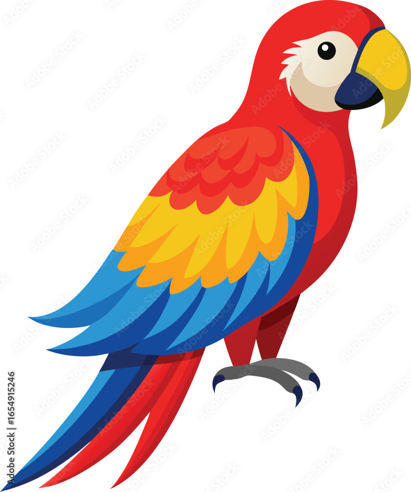 Obraz premium Vibrant macaw bird with colorful feathers in red blue and yellow