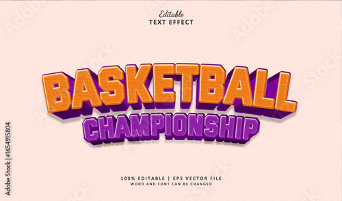 Basketball Champion Editable Text Effect Style 3d Classic Vintage Theme Sport