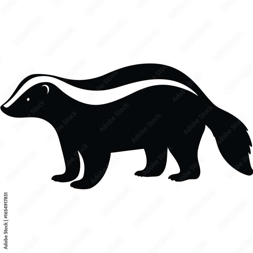 Obraz premium Black Skunk Silhouette Vector Minimalist Animal Clipart Design
