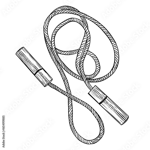Hand drawn sketch of skipping rope for fitness exercise