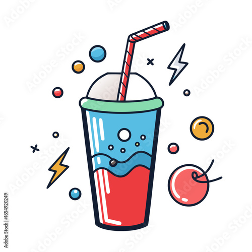 Vibrant cool drink illustration bursting with energy and fun, perfect for summer promotions and refreshing beverage advertising campaigns.