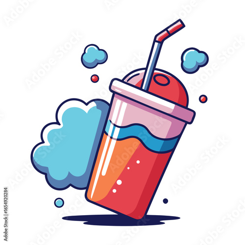Enjoy a refreshing, vibrant beverage bursting with flavor and cool, bubbly delight, perfect for summer promotions and energetic branding.