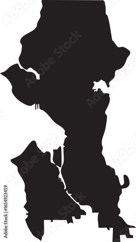 Seattle Map Silhouette High Detailed 