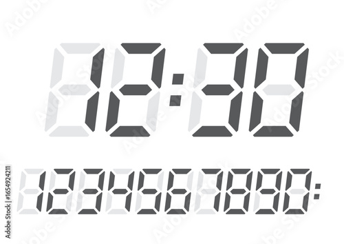 digital clock numbers on white background. Vector illustration