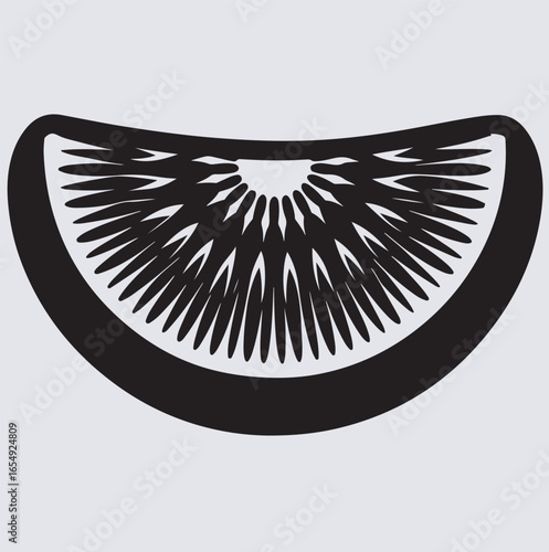 a fresh cut kiwi fruit slice silhouette vector art illustration, Kiwi fruit cut in half