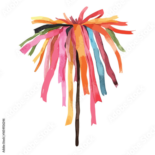 Watercolor Style Ribbon Stick with Varied Colors and Textural Brushstrokes