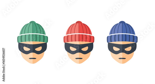 Stock vector illustration of cartoon burglars wearing masks