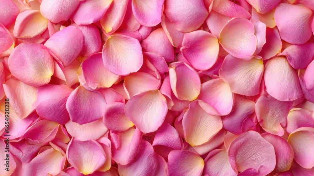 Fototapeta premium Overlapping Rose Petals in Pink and Cream Colors from Above for Background or Texture Floral Beauty