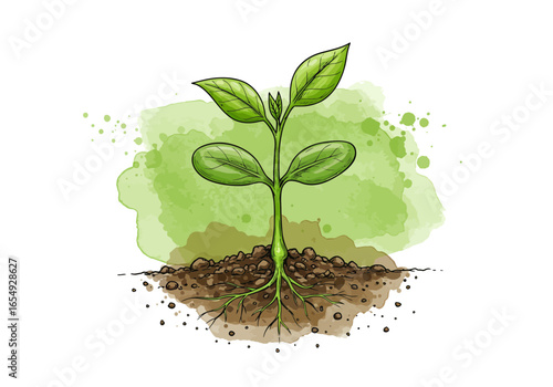 Plant Sprout Illustration for Growth, Gardening, Eco Nature, Sustainability, Organic Farming, Seedling Art, Green Environment, Agriculture, Earth Care