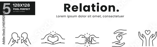 Relation line Icon Set collection . love, friendship, family . Linear pictograms Isolated Vector Illustration	
