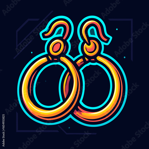 Golden Hoop Earrings Cartoon Style, Fashionable Jewelry Design, Fashion Accessory