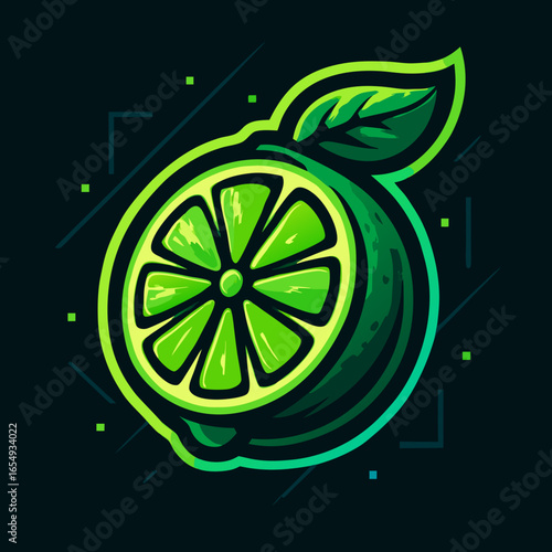 Vibrant Green Lime Illustration with a Slice Design for a Fresh and Zesty Feel - Icon, Mascot