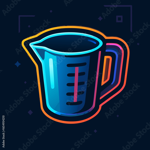 Creative and stylized illustration of a measuring cup, perfect for graphic design and kitchen-related projects, with vibrant colors.