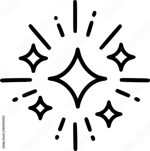 Doodle line sparkle, burst lines, and sparkle star icon vector illustration. Perfect for design, decoration, and creative projects with various shapes
