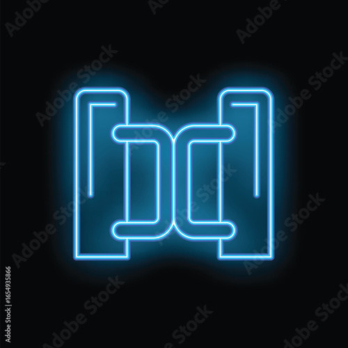 Glowing neon line turnstile icon isolated on black background. Vector illustration
