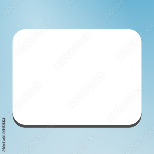 Minimal rounded rectangle box with shadow on blue background, empty space for text or presentation